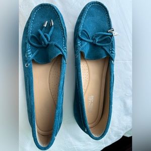 Michael Kors blue suede shoes…teal blue that is!